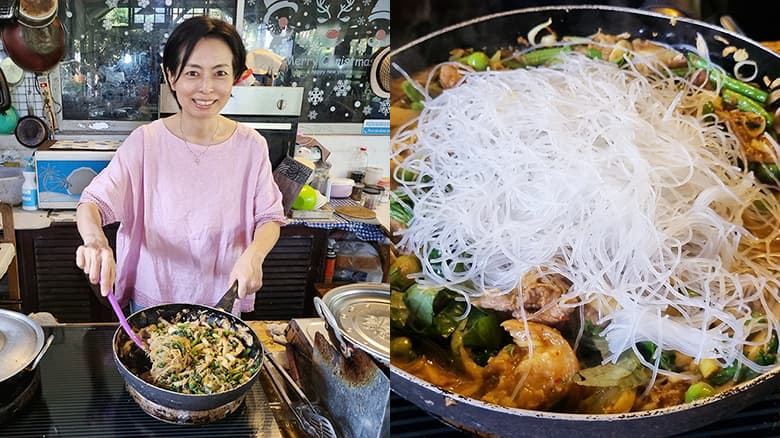 女性がお料理をしている