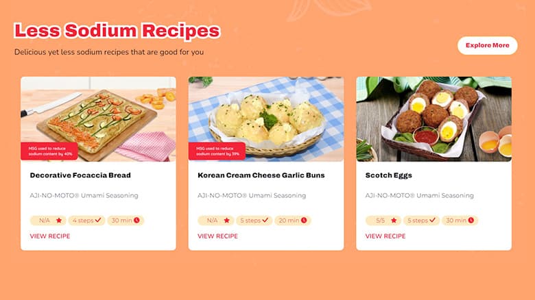 フィリピン味の素社提供の減塩レシピ